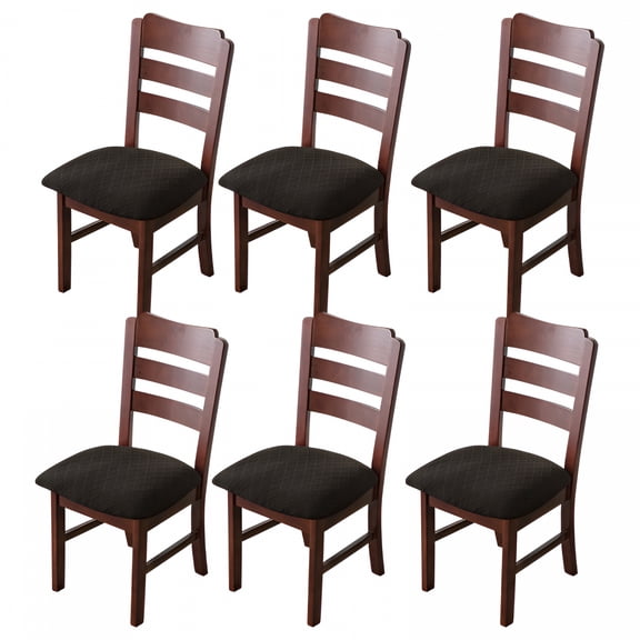 AUQ Waterproof Seat Covers for Dining Room Jacquard Chairs Covers Removable Dining Kitchen Chair Cover(Set of 6,Black)