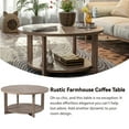 thumbnail image 3 of COZAYH Round Wood Coffee Tables with Storage, Rustic Farmhouse Coffee Table with Distressed Wood Top, Large Circle Table for Living Room, Natural Wood Color, 32Dx32Wx19.5H in, 3 of 8