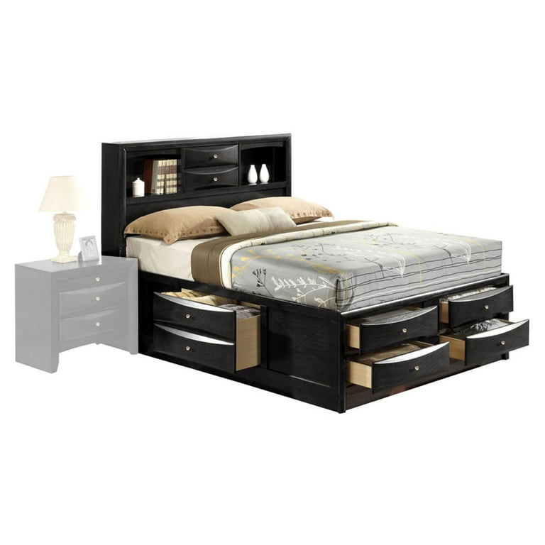 Acme Furniture Ireland Full Bed with Storage in Black Rubberwood