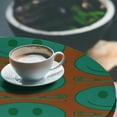 thumbnail image 3 of Ambesonne Emoji Fitted Round Tablecloth, Smiling Circles Face Crosse, 36"- 40" Diameter, Redwood Teal Jade Green, 3 of 5