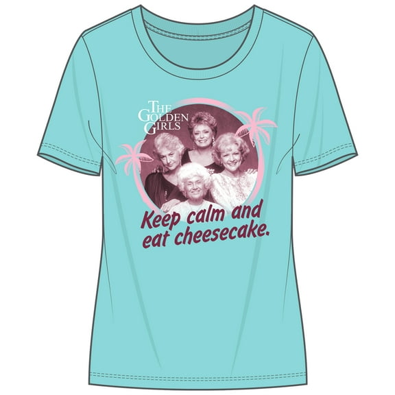 Golden Girls Keep Calm and Eat Cheesecake Women's Mint Short Sleeve Tee Shirt-Large