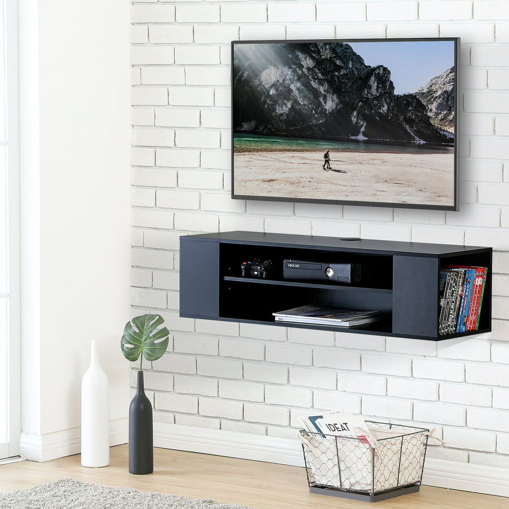 Fitueyes Wall Mounted Console Entertainment Center Stand Media Storage