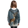 thumbnail image 2 of Xoenoiee Deer Forest Snowfield Print Long Hoodies for Girls Pullover Hoodie Dress Teenagers Lightweight Soft Sweatshirt Tops Graphic Activewear Pullover with Pocket, 9-10 Years, 2 of 7