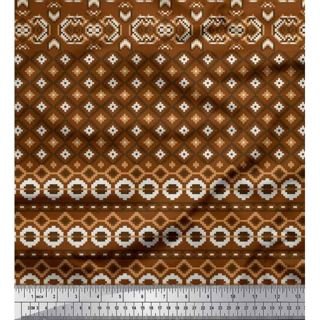 Soimoi Tissu Poly Georgette Imprimé Géométrique Aztèque Tissu au Mètre 42 Pouces de Large