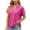 Hot Pink, variant on Lovskoo 2024 Summer Tops for Women Trendy Solid Color V-Neck Hollow Out Recreational Short Sleeve Tops Blouse White