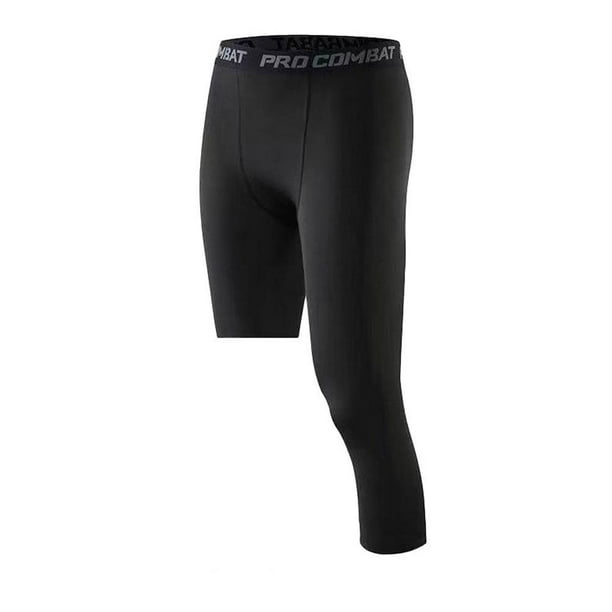 Mens 3/4 Compression Pants One Leg Tights Athletic Layer
