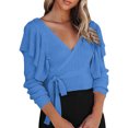 thumbnail image 1 of Puntoco-suéter con tirantes para mujer, camisa de punto ajustada de Color sólido, tops de manga larga, suéter Sexy con cuello en V, liquidación de Navidad Puntoco Puntoco-3814, 1 of 5