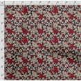 thumbnail image 4 of Soimoi Floral Print, Silk Fabric, Decor Sewing Fabric by The Yard 42 Inch Wide,Decorative Fabric for Shirts Suits Ties, Blue & Red, 4 of 5