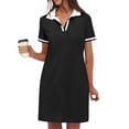 thumbnail image 3 of NXMZXB Women’s Polo Dresses 2025 Short Sleeve Casual Striped Color Block Collared V Neck Summer Tennis Golf Mini Shirt Dress with Pockets Black#01 M, 3 of 10