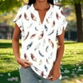thumbnail image 2 of MaFYtyTPR Women's Short Sleeve Tops Fashion Casual Printed V-Neck Loose Raglan Sleeve Button Loose T-shirts White XL, 2 of 5
