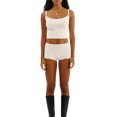 thumbnail image 1 of Women 2 Piece Cotton Pajamas Shorts Set Bow Trim Crop Cami Top and Bodycon Shorts Suit Summer Casual Cute Sleepwear, 1 of 4