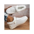 thumbnail image 6 of Sanviglor Womens Warm Loafers Plush Lined Flats Round Toe Casual Shoes Travel Cozy Non-slip Comfort Shoe Breathable Slip On Moccasins White With Lined 6.5, 6 of 8