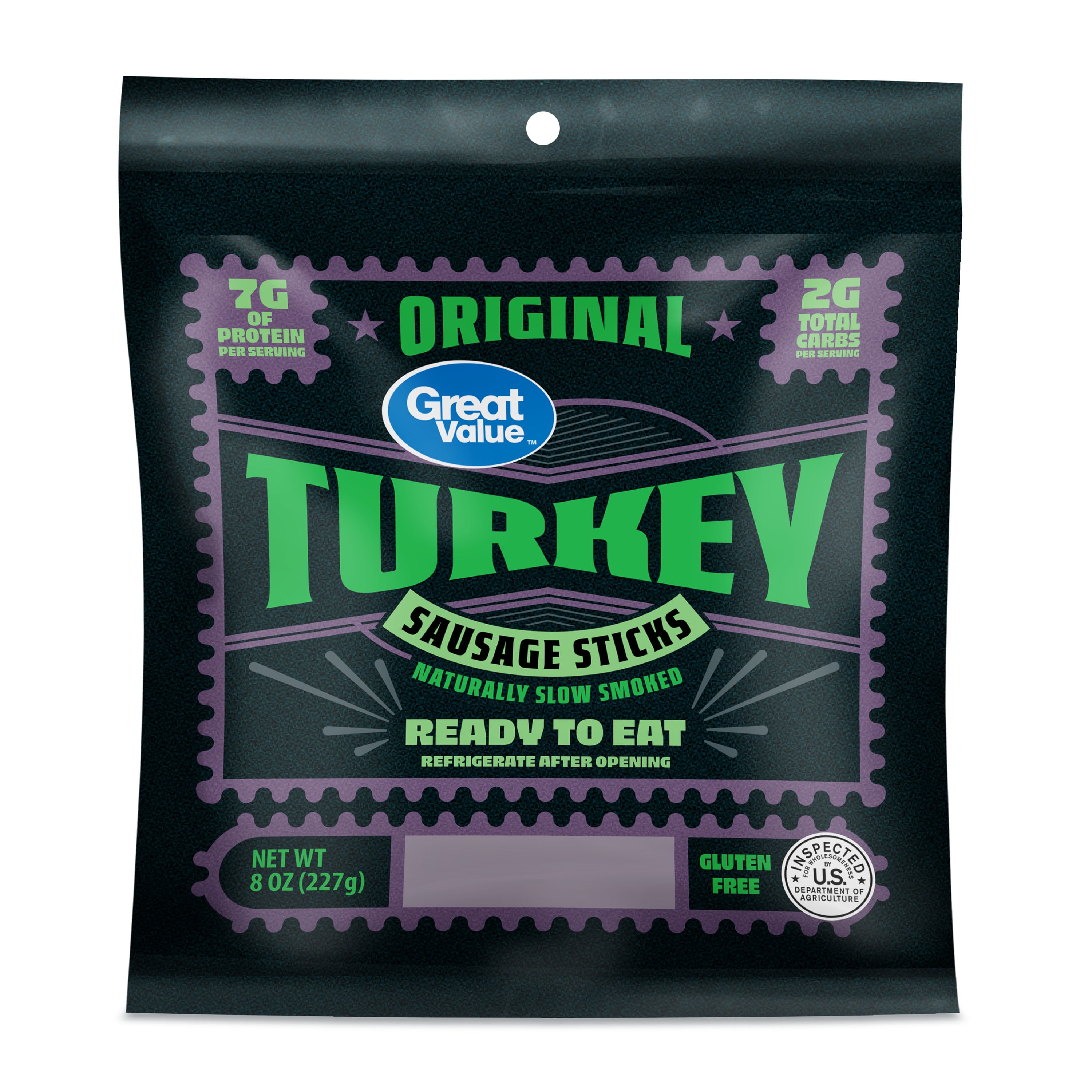 (4 pack) Great Value Original Turkey Sausage Sticks, Fully Cooked, 8 oz (Resealable Plastic Package)