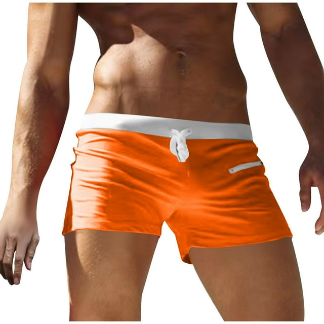 Mens 3 Inch Swim Trunks Swimwear Bathing Suit Swim Brief Square Leg Board Short with Zipper Pocket