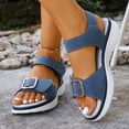 thumbnail image 2 of Flat Sandals for Women, Open-Toe Soft Sole Breathable Elastic Casual, Versatile Spring and Summer Solid Color Round-Toe Slip-On Shoes, 2 of 9