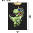 thumbnail image 2 of FMSHPON Green Dinosaur Black Clipboard Hardboard Wood Nursing Clip Board and Pull for Standard A4 Letter 13x9 inches, 2 of 7