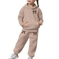 thumbnail image 5 of Tiijoy Little Girls Outfit Set Bow Graphic Hoodie and Sweatpants Warm Soft Clothes Set, 5 of 6