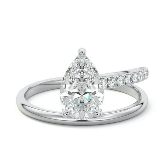 Brig Jewel Pear Cut 1.9 Ct Diamond Engagement Ring - 14K White Gold Plated Women Ring - Wedding Anniversary Ring - Diamond Ring for Women's - Promise Wedding Ring - Forever Diamond Ring for Women's