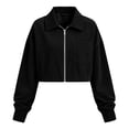 thumbnail image 2 of AloohaidyvioNo Boundaries Womens Cropped Jackets Trendy Lightweight Fall Long Sleeve Lapel Corduroy Zip Up Jacket with Pockets, 2 of 6