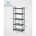 thumbnail image 2 of 5-Tier Metal Storage Rack, Shelving Unit with X Side Frames, Dense Mesh, 12.6 x 23.6 x 57.3 Inches, for Entryway, Kitchen, Living Room, Bathroom, Industrial Style, Ink Black UBSC165B01, 2 of 11