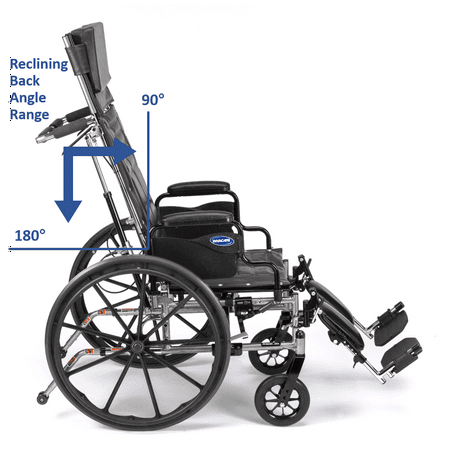 Invacare Tracer SX5 Recliner Wheelchair, With Desk Length Arms and T94HAP Elevating Legrests with Padded Calf Pads, 18" Seat Width