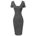 thumbnail image 1 of FashionOutfit Women's Short Sleeve Rib Striped Dress, 1 of 3