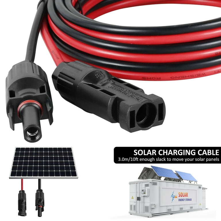 Solar Charge Cable Connector, 12AWG 10FT Solar Connector to