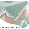 thumbnail image 5 of Cotton Linen Square Table Cloth:Farmhouse Table Cover Stitching Tassel,Washable Square Round Table Protector,Tabletop Decorations for Dinning Room Party Kitchen (Lace - Green, 36"×36"), 5 of 9