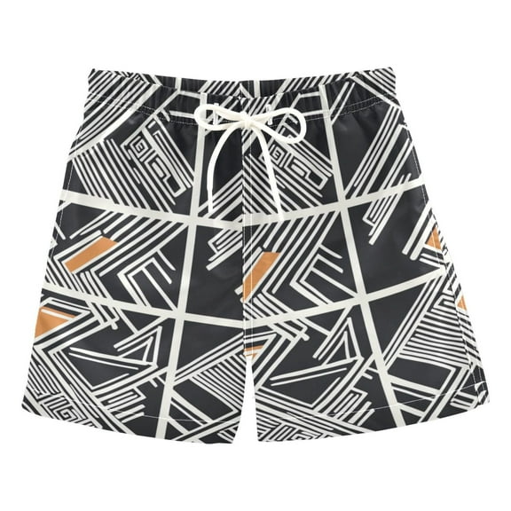 Abstract Geometry Boys Swim Trunks Quick Dry Boy Swim Shorts for 3-14 Years
