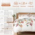 thumbnail image 6 of King 4 Piece Bedding Set Watercolor Eucalyptus Leaves Soft Breathable Duvet Cover and Pillowcase, Red Berry Green Leaves Duvet Cover Set Bed Sheets for Bedroom Dormitory Guest Room, 6 of 9