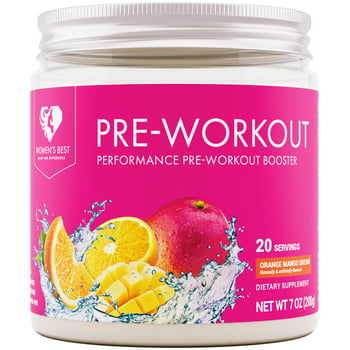 Women's Best Pre-Workout Booster Powder, Orange Mango Dream, 200g, 7 oz
