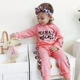 thumbnail image 3 of Newborn Baby Girl Mama's Mini Clothes Sweatshirt Hooded Top Pullover Pants 3PCS Outfit Set, 3 of 9