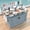 Gray Blue, variant on Outdoor Kitchen Island with Raised Shelf, Solid Wood Storage Cabinet with Stainless Steel Top, Outdoor Rolling Grill Cart with Internal Storage Rack, Adjustable Shelf, Spice Rack, Grey Blue