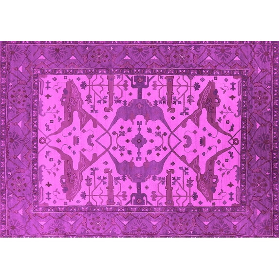 Ahgly Company Indoor Rectangle Oriental Pink Industrial Area Rugs, 8' x 10'