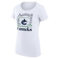 thumbnail image 2 of Women's G-III 4Her by Carl Banks White Vancouver Canucks Super-Slim Fit Lightweight Collage Team Graphic T-Shirt, 2 of 3