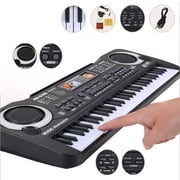 61-Key Electronic Keyboard Portable Digital Music Piano with Microphone-Black