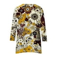 thumbnail image 5 of CYMMPU 3/4 Sleeve Blouses for Women Dressy Casual Tunic Tops Crew Neck Spring Tops Loose Fit Summer Fashion Shirts Flower Printed Flare Hem Hide Belly Tops to Wear with Leggings T-Shirts M, 5 of 6