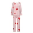thumbnail image 4 of FDGIU Women's Valentine's Day Pajama Set - Long Sleeve Heart Print Top & Casual Pants Soft 2 Piece Sleepwear, 4 of 5