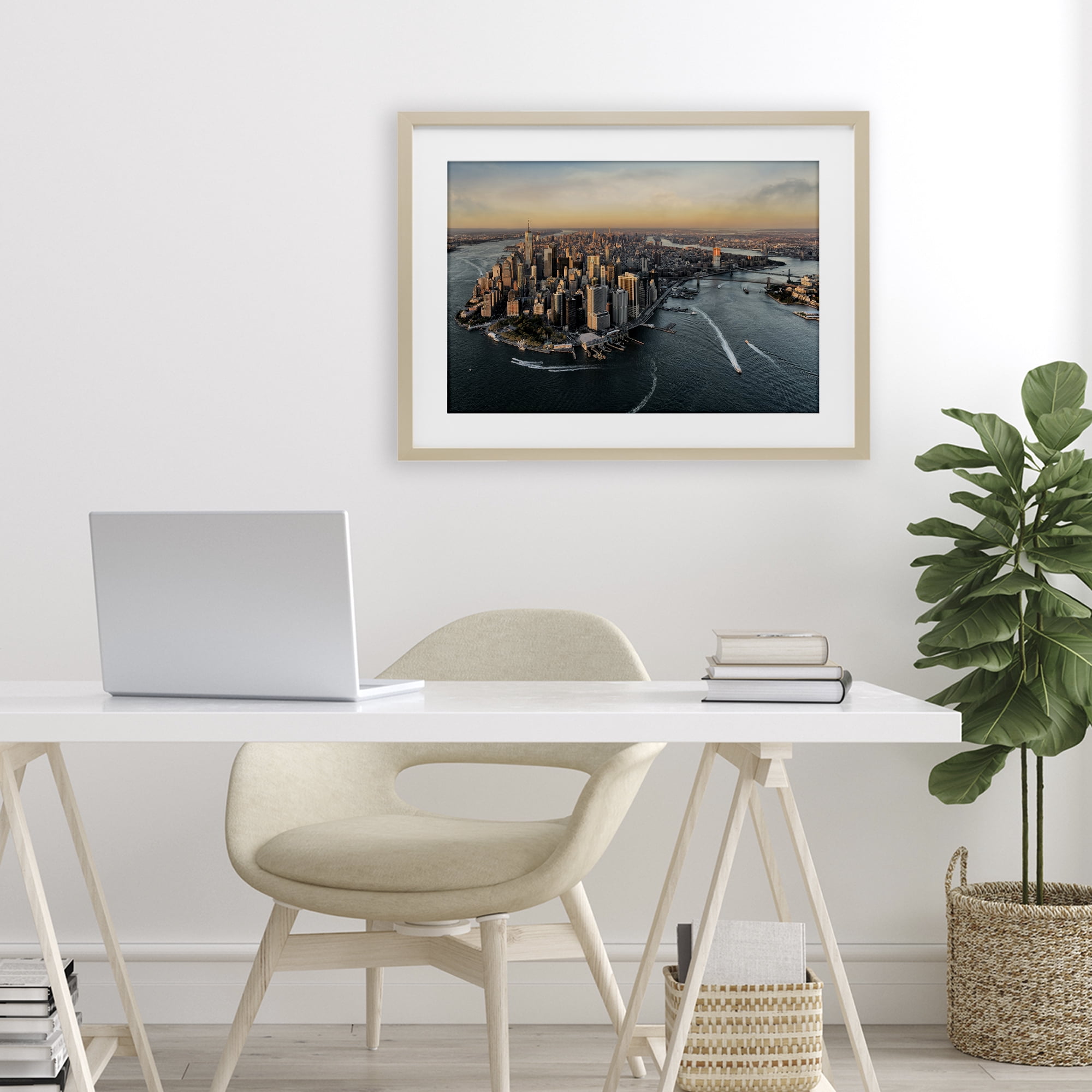 Stupell Industries Manhattan From Above Birch Framed Print Under Glass, design by Scott Stulberg
