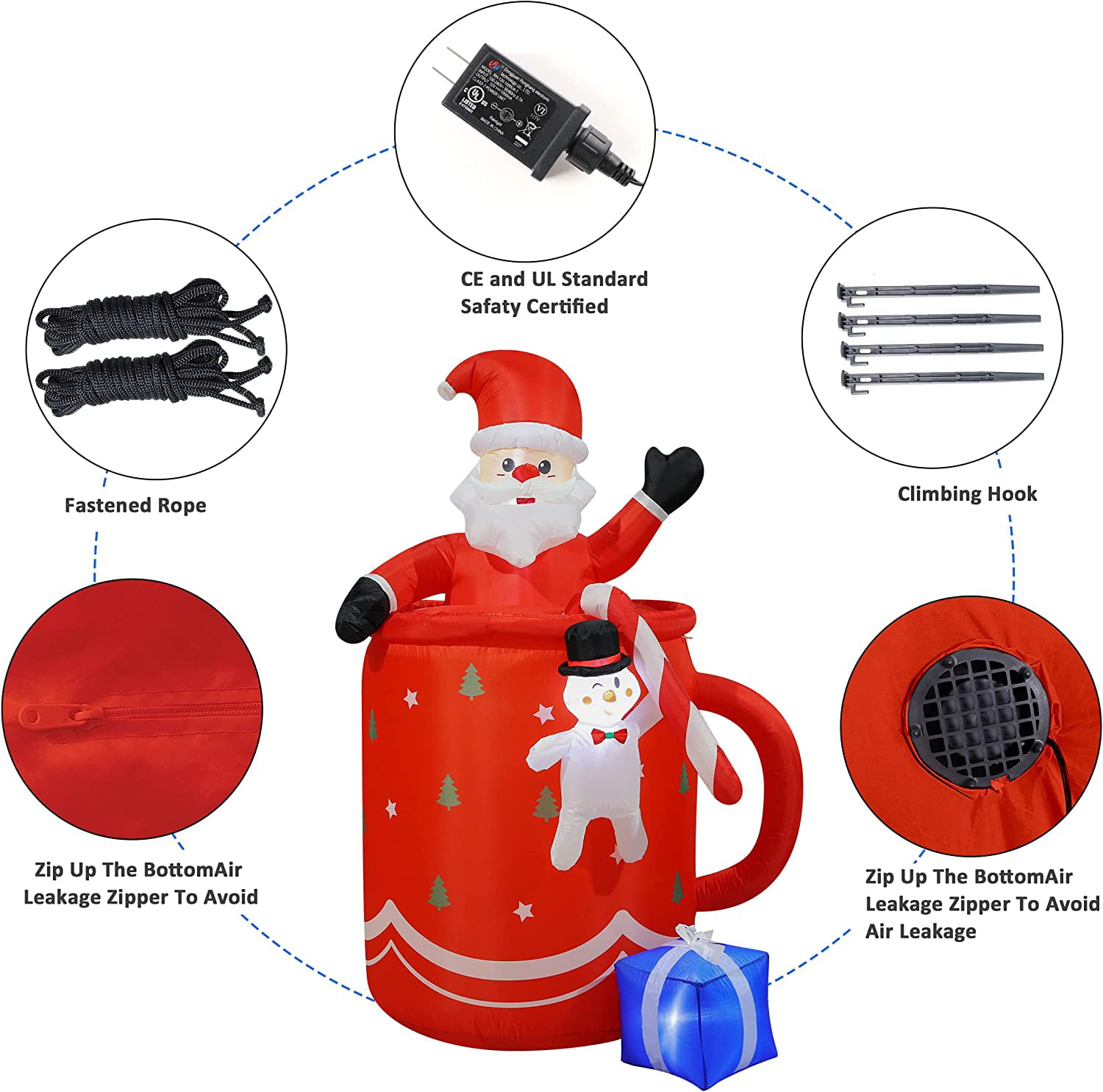 6 FT Christmas Inflatables Outdoor Decorations, Inflatables Santa