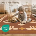 thumbnail image 4 of ODIKA 4'x6' Brown Clay Spice Geometric Cross Pattern Washable Area Rug Symmetrical Medallion Motifs With Traditional for Bedroom, Reading Nook, Pet Friendly & Non-Shedding, 4 of 7