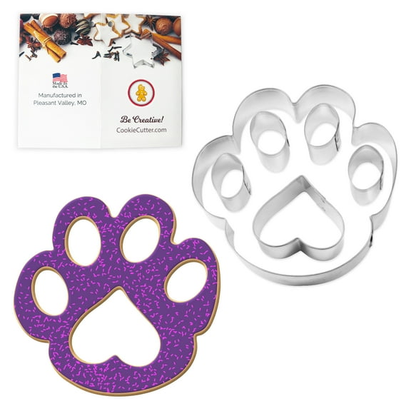 Paw Print Cookie Cutter 6 Pc Kit Set HS0460 with Sugar Cookie Recipe Card. Foose - USA