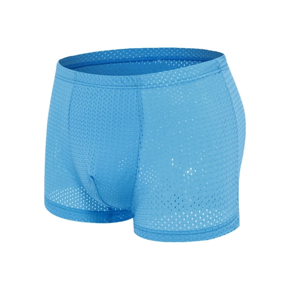 Mens Athletic Underwear Workout Boxer Briefs Casual Solid Color Mid Waisted Stretchy Slim Breathable Hollow-Out Athletic Workout Boxers