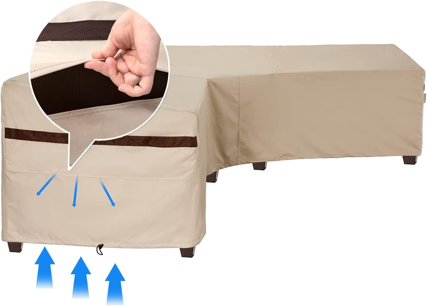 L Shaped Sectional Sofa 85''L x 106''L x 34''D x 31''/26''H Cover Waterproof Patio Furniture Cover Sectional Couch Cover Left-Facing Windproof, Waterproof, UV-Resistant