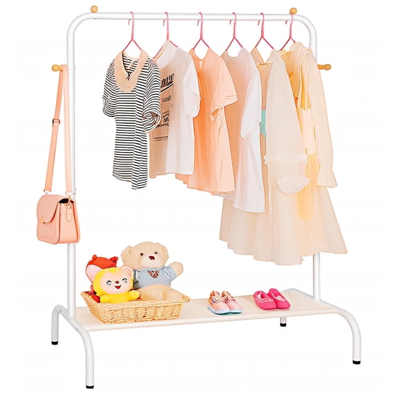 Perchero para ropa para niños, perchero con estante de almacenamiento inferior, perchero para niños, bebés pequeños y niños pequeños, organizador de ropa para colgar ropa, camisas, tocador, sombrero,