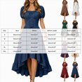 thumbnail image 3 of yboeqw Womens Square Neck Short Puff Sleeve Dress Corset Lace‑Up Waist Ruffled High‑Low Hem Gothic Party Midi Dress Size S, 3 of 7
