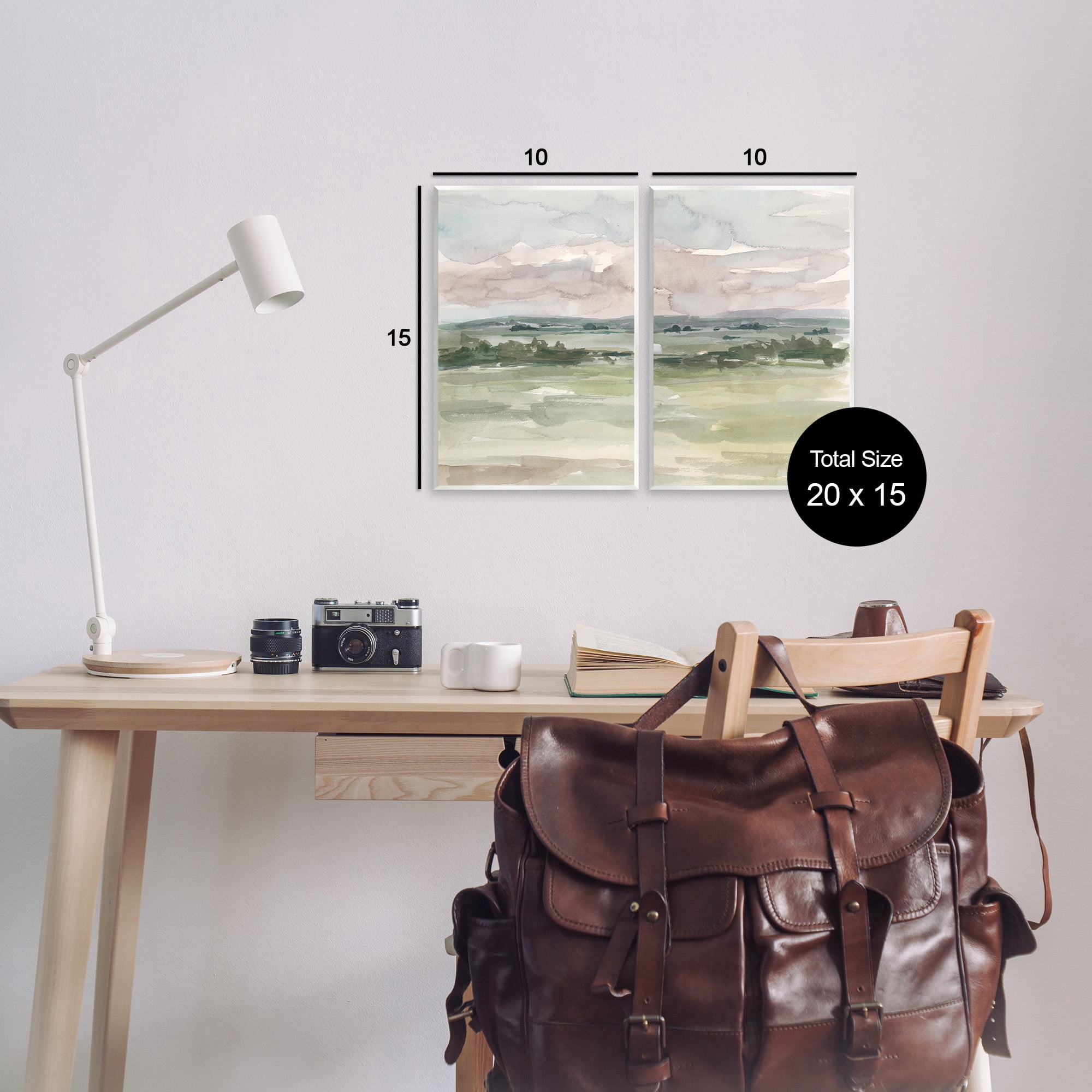 Stupell Industries Rural Landscape Watercolors Landscape Painting Unframed Art Print Wall Art, 10 x 15, Set of 2