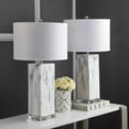 thumbnail image 5 of SAFAVIEH Olympia 29 in. Mid-century Clear Ceramic USB Port Table Lamp with White Shade, Set of 2, 5 of 18
