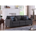 thumbnail image 3 of Cooper Dark Gray Linen Fabric Sofa with Cupholder and Pillows, 3 of 4