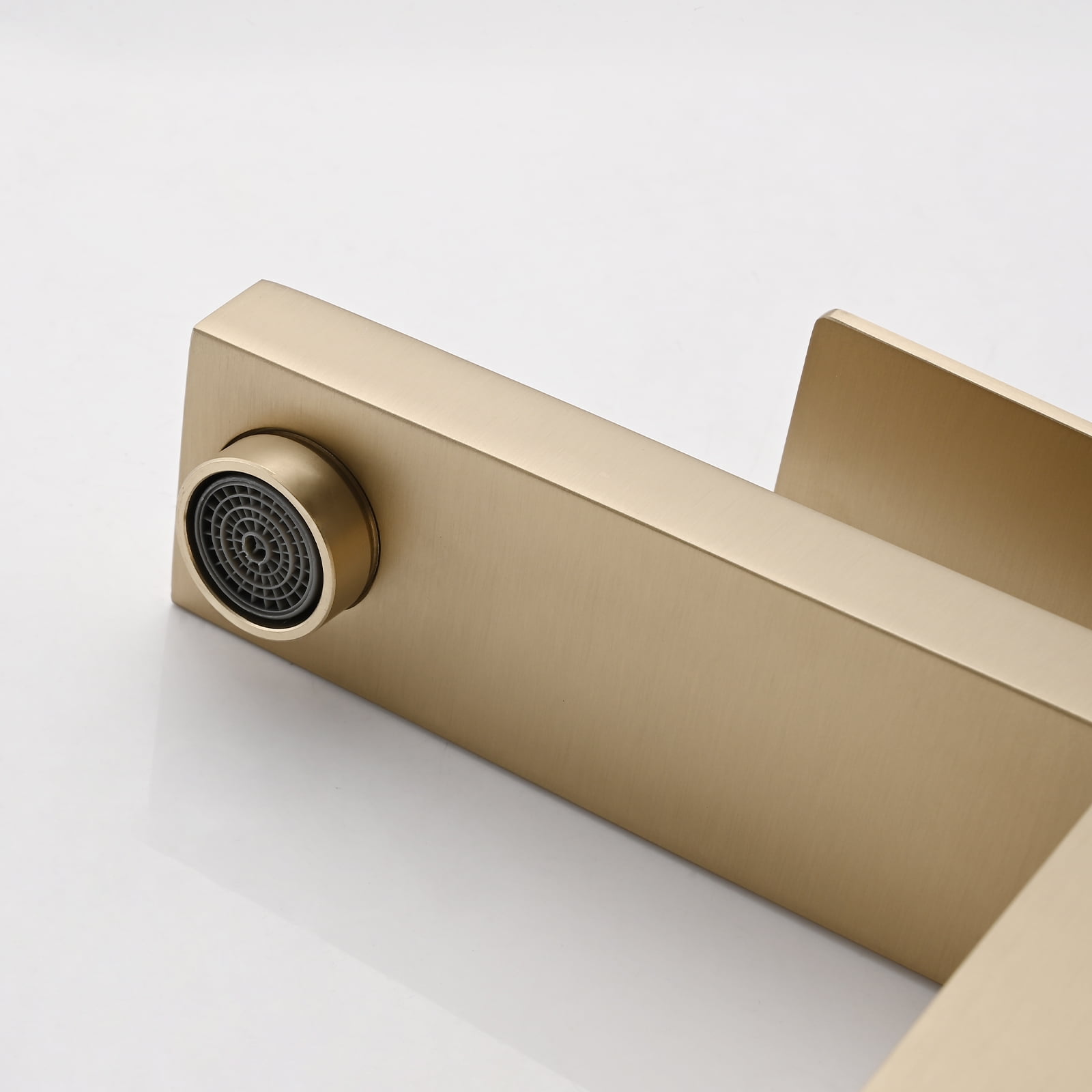 MAYEERTY 1-Hole 1-Handle Stainless Steel Bathroom Faucet with Deckplate & Drain, Brushed Gold